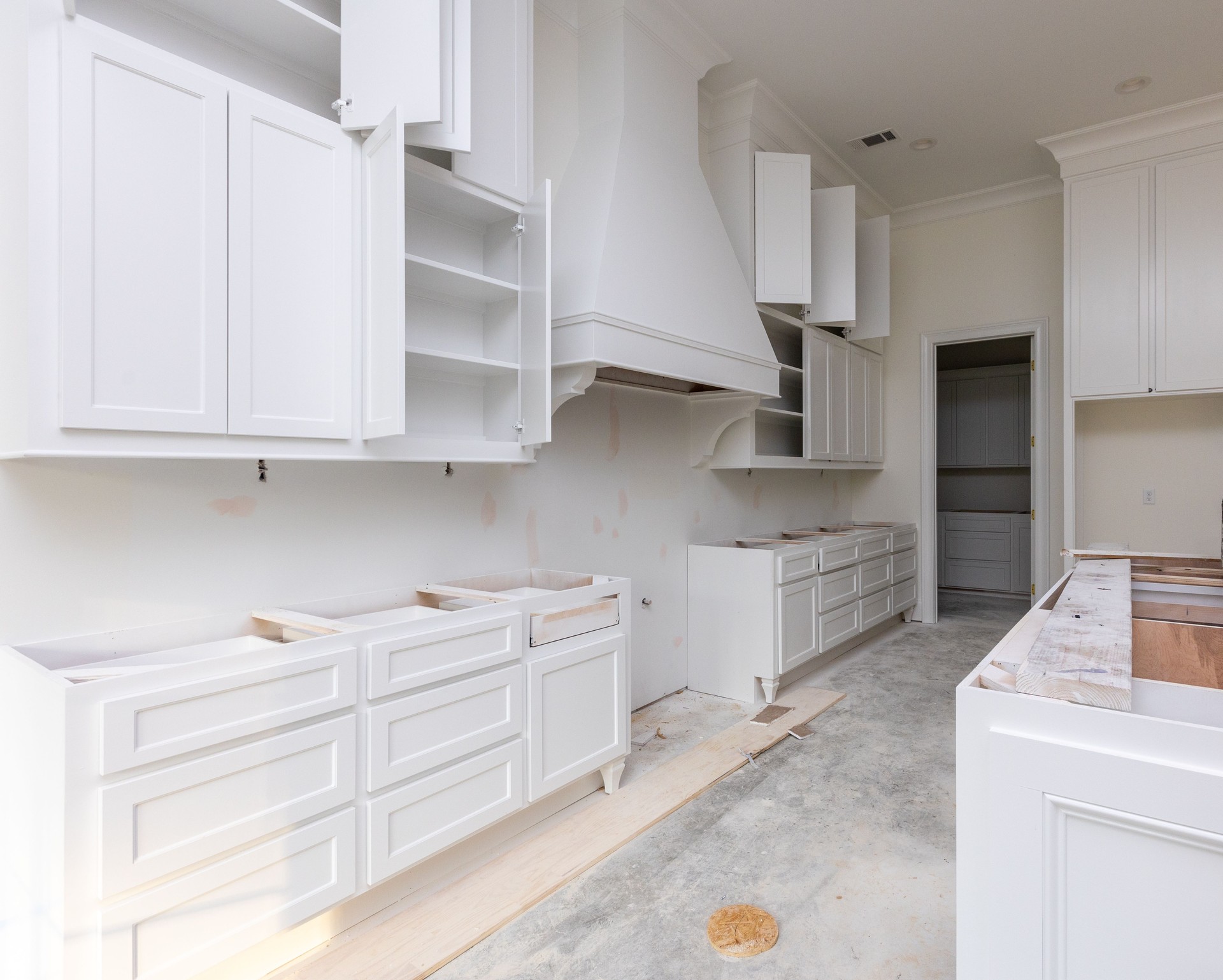 House under constructions with new cabinets